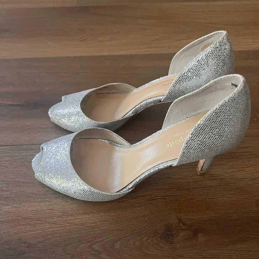 Kate Spade New York Womens 7.5 M Vero Cuoio Silver Glitter 3.5